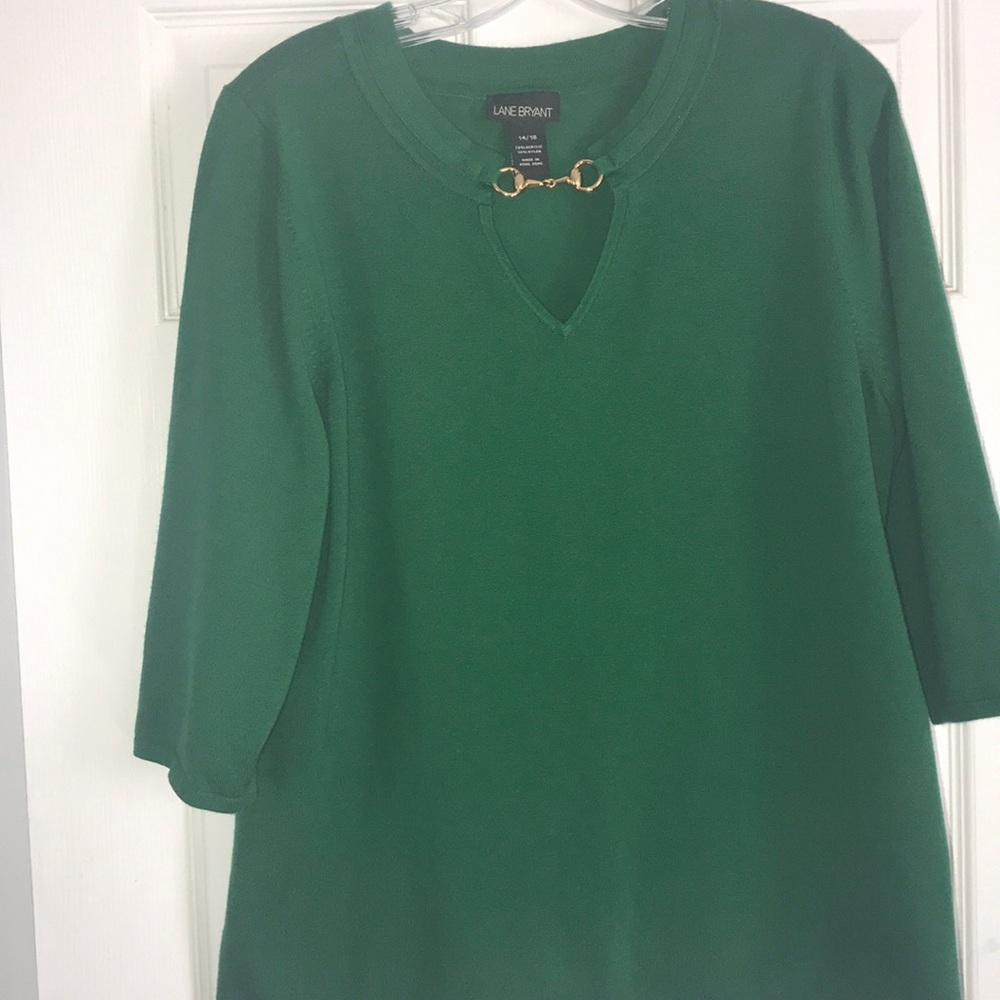 Lane Bryant Deep Green 3/4 Sleeve Top size 14/16